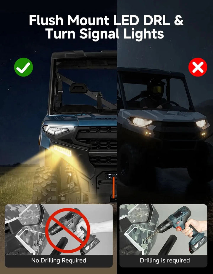 UTV Turn Signal Kit with Dash Indicator and Brake Light for Polaris Ranger 1000 XP / Crew 2025-2027