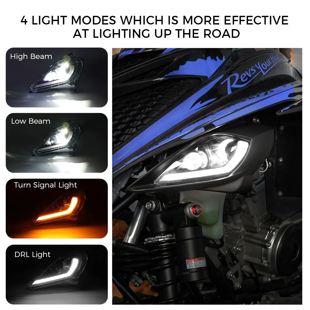 LED Headlights Set for 2006-2024 YAMAHA YFZ 450 RAPTOR 350 700 700R - Kemimoto
