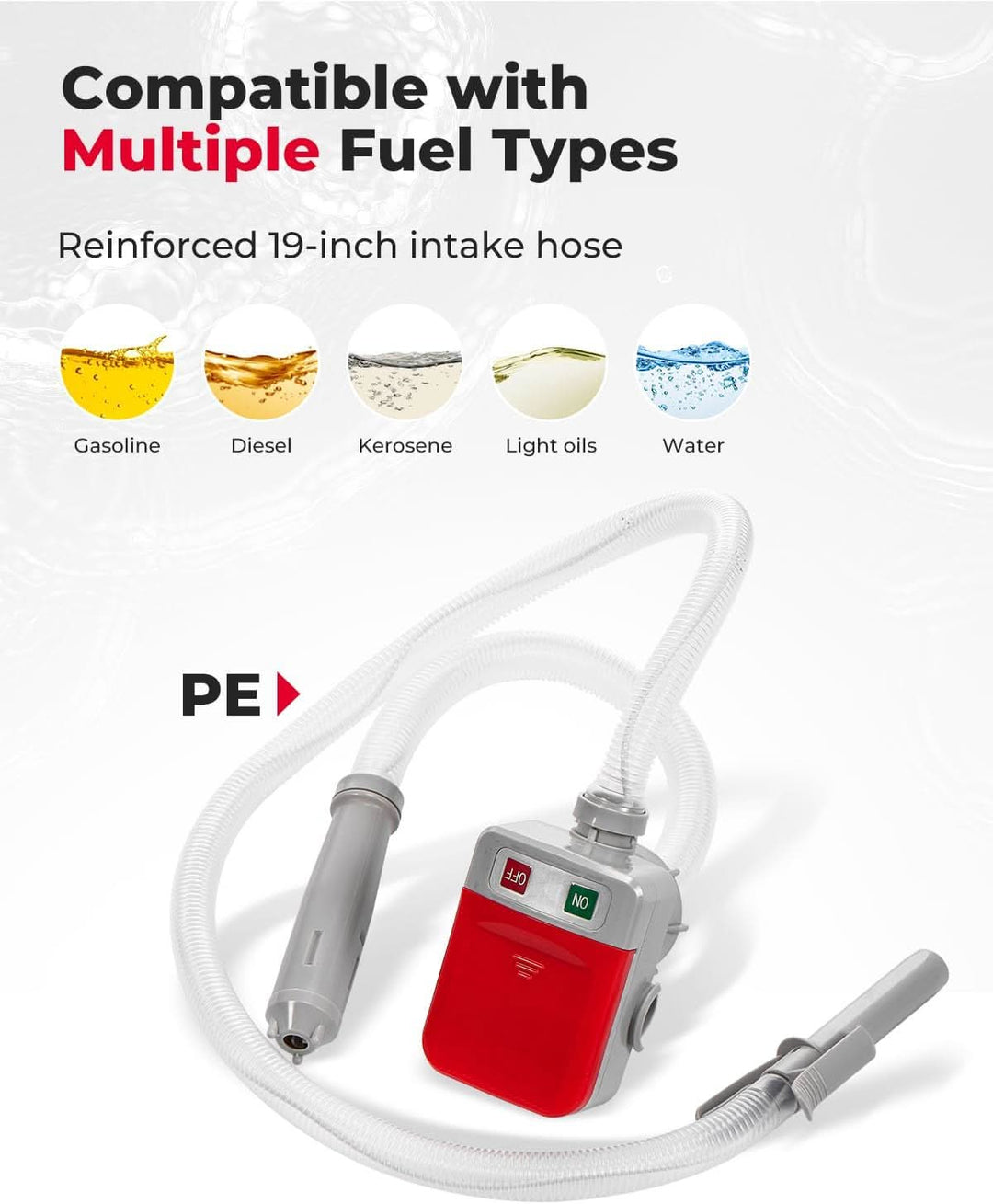 Fuel Transfer Pump with 35''/ 51'' Long Hose, Portable Transfer Pump Automatic - Kemimoto