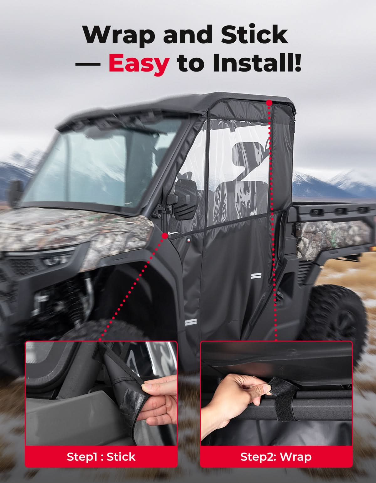 UTV Soft Full Doors Cab Enclosure for CFMOTO UFORCE U10 Pro - Kemimoto