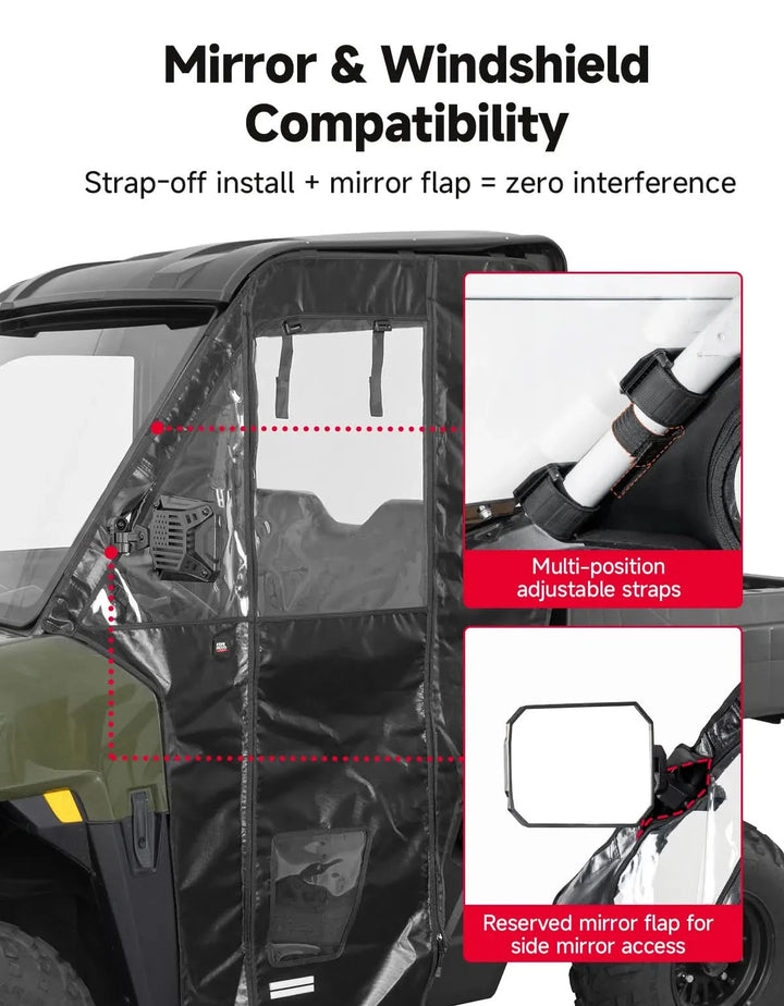 UTV Soft Doors for Polaris Ranger 500 2026, 2-Door Set