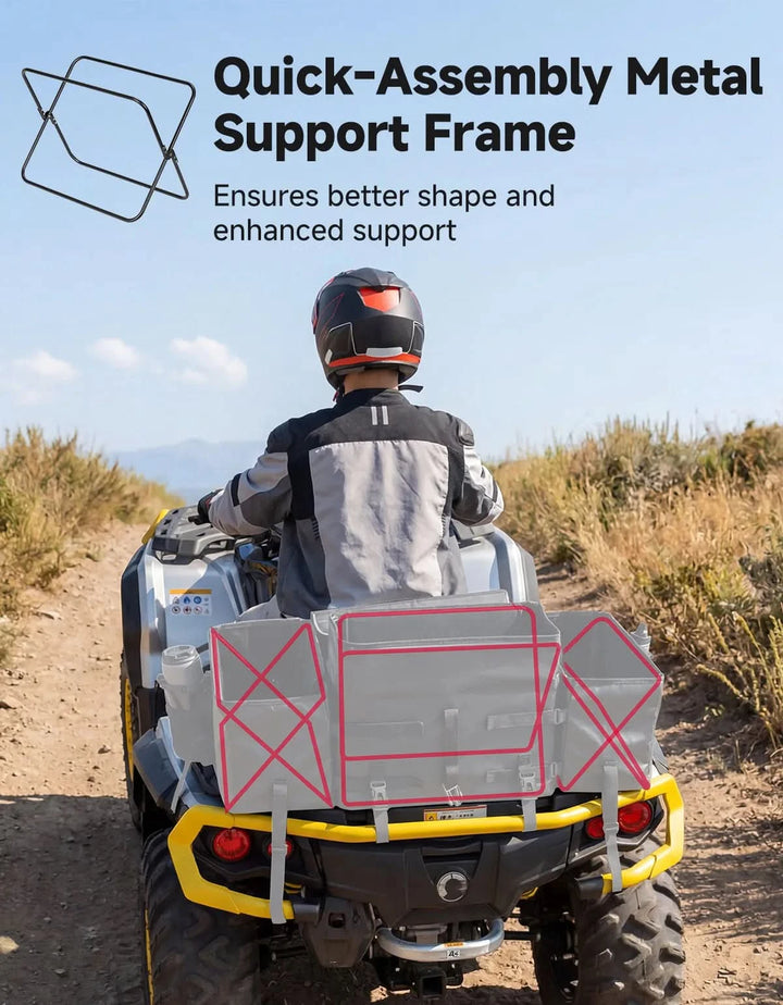 Upgraded 85L ATV Bag with Cooler, Built-in Metal Support Frame