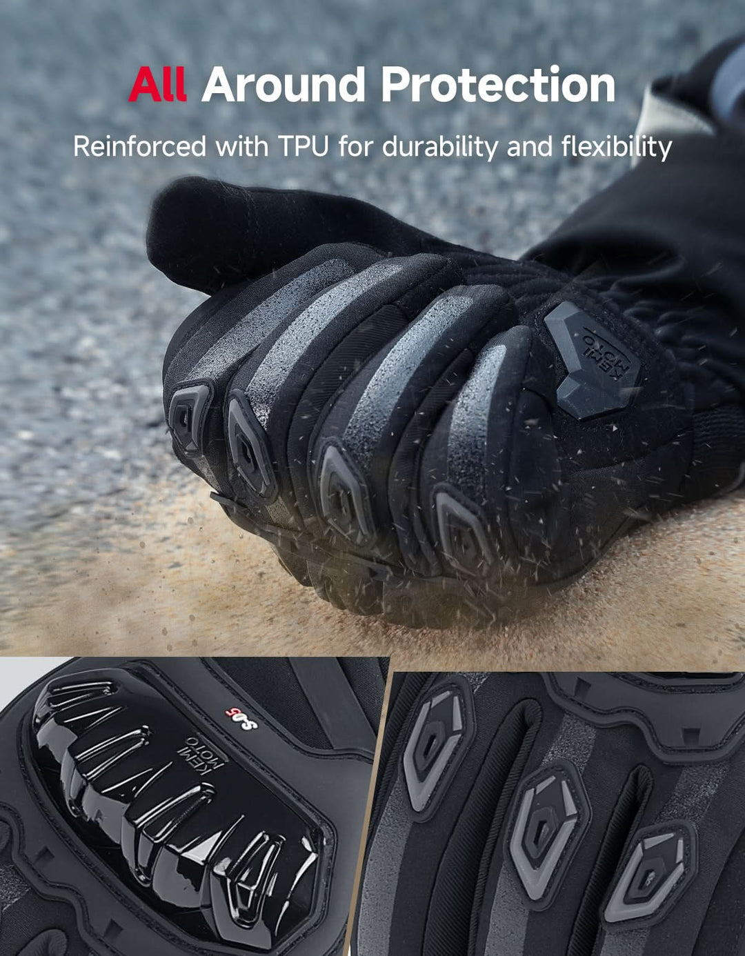 Rainproof Riding Warm Gloves with Touchscreen for Motorcycle Riding, ATV, UTV, Snowmobile