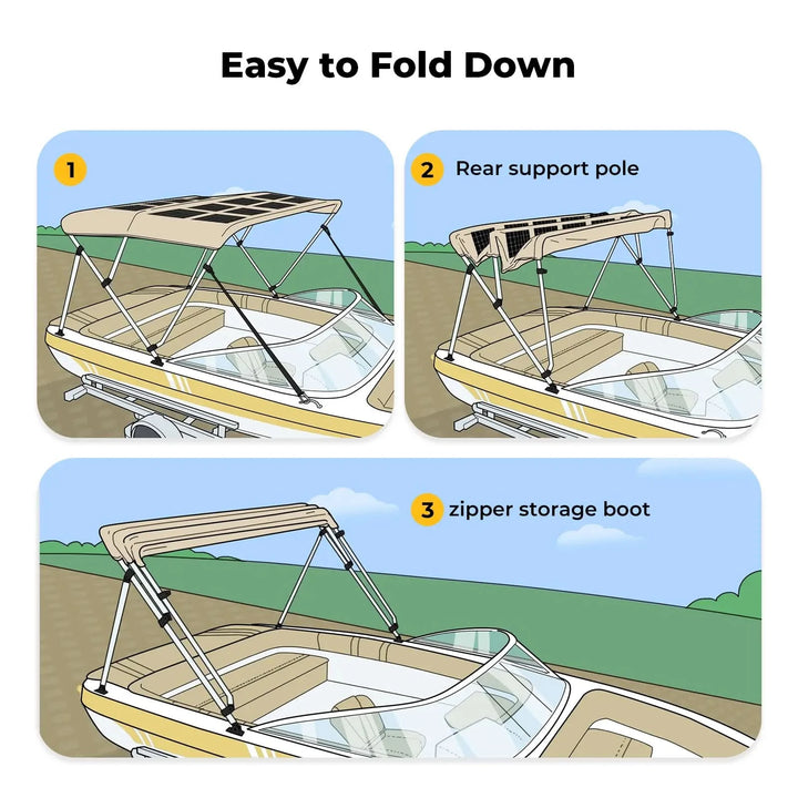 BougeRV 200W N-Type Solar Bimini Top for Boats