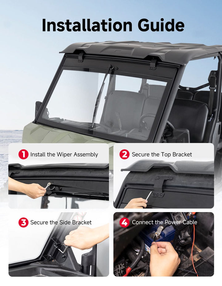 7mm Laminated Glass Windshield with Electric Wiper for Can-Am Defender & Defender MAX