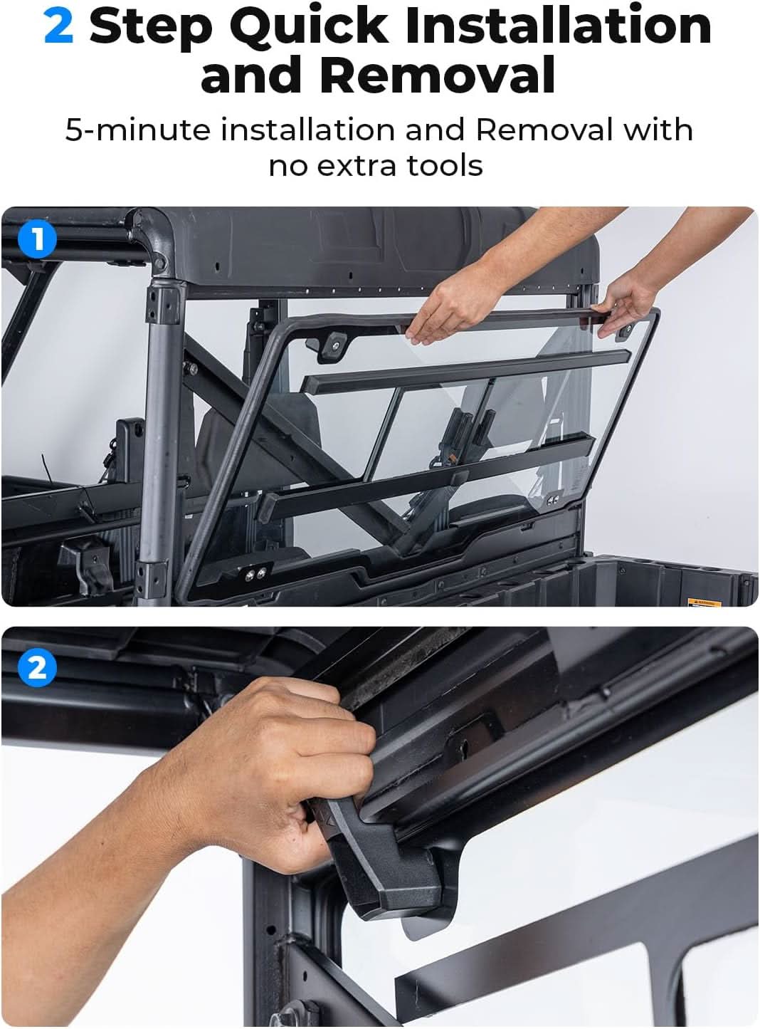 Sliding Glass Rear Window for Polaris Ranger 570 / 900 / 1000 & XP Crew (2013–2026) - Kemimoto