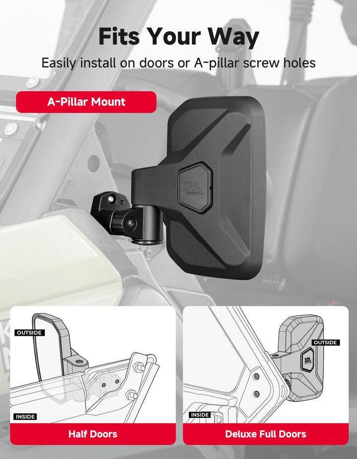 Auto-Reset UTV Side Mirrors Compatible with Can-Am Defender 2016+