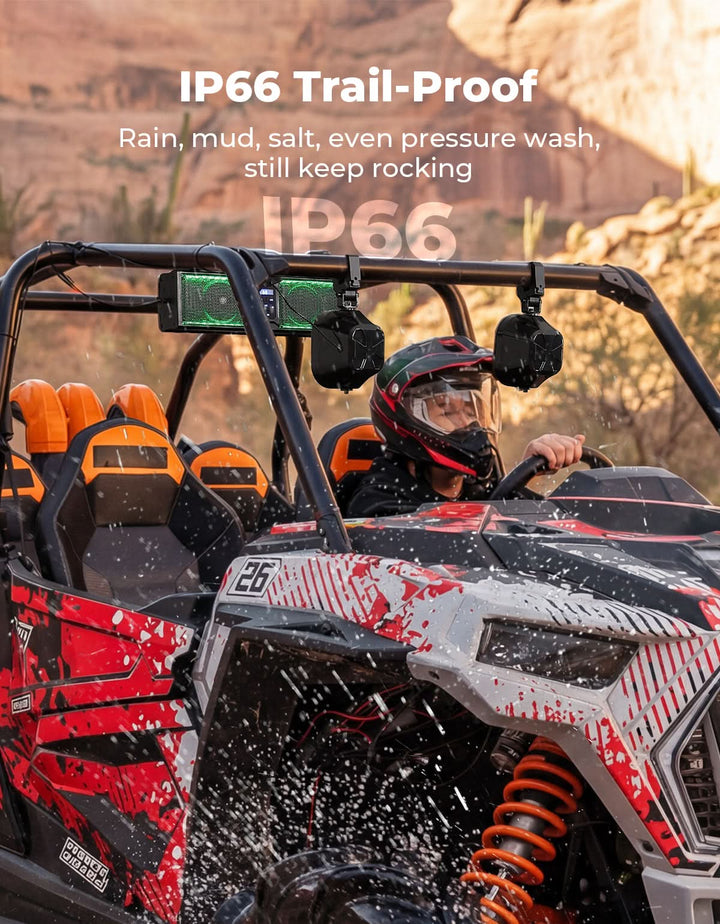 UTV/ATV Universal 17" Bluetooth 2.1CH Sound Bar with RGB Lights - Kemimoto