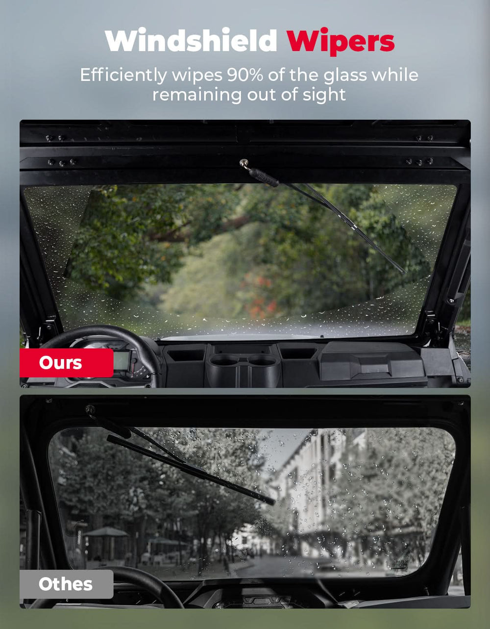 Polaris Ranger 1000 glass windshield with wiper