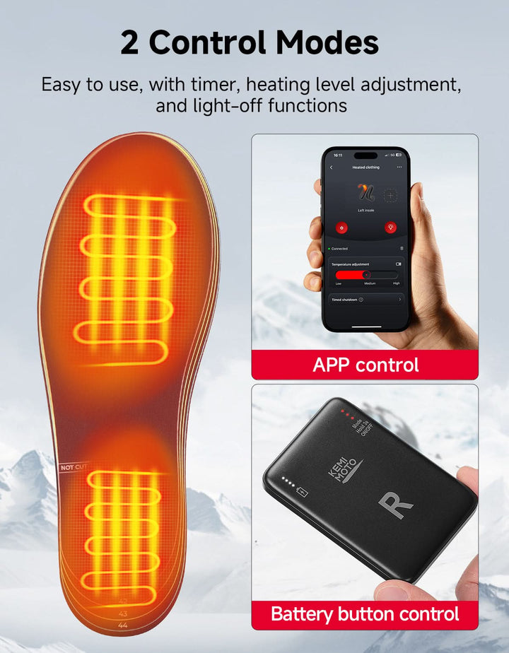 Heated Insoles APP Control Full Foot Heat Trim-to-Fit 5000mAh