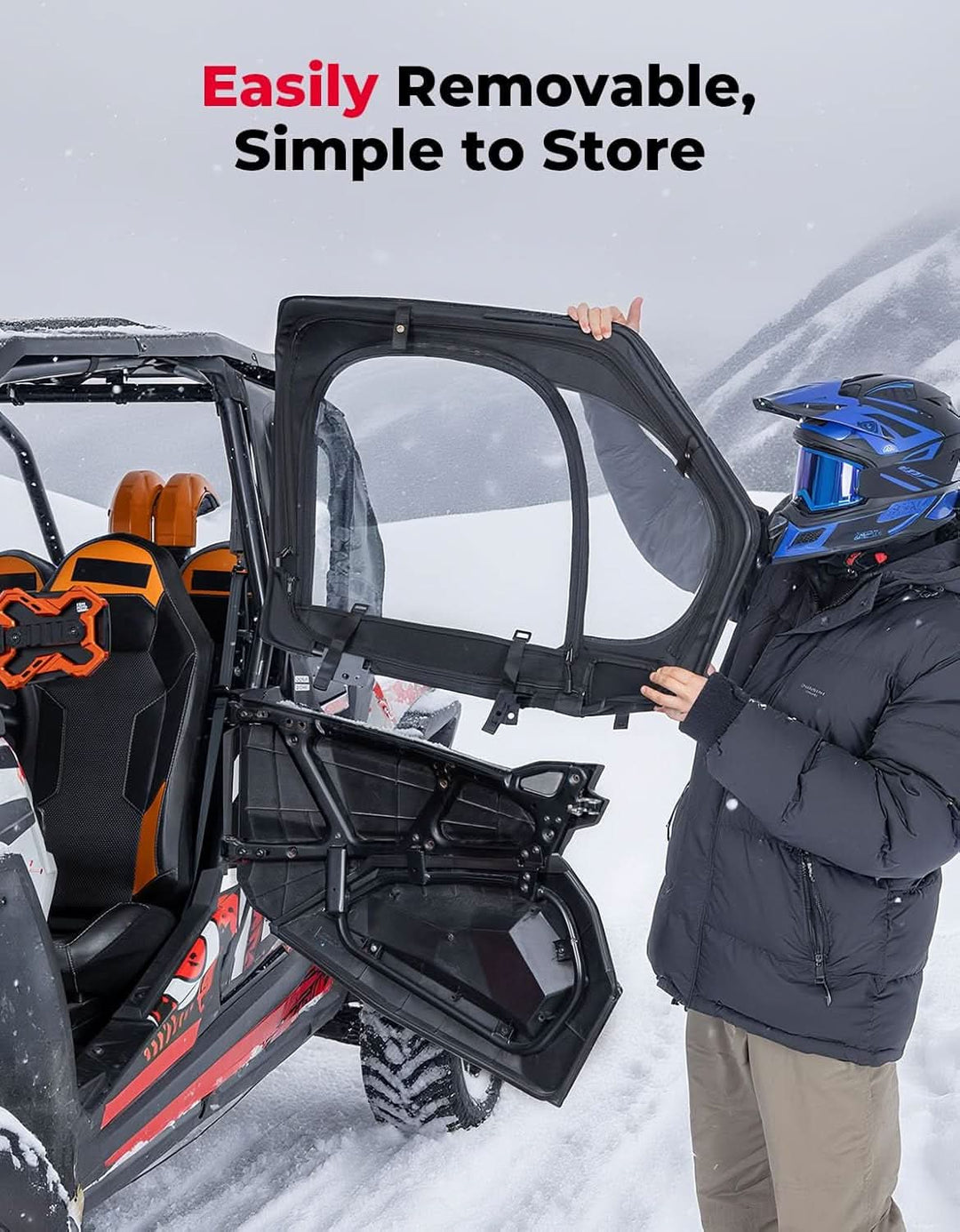 Cab Enclosure Upper Doors With Steel Door Frame for Polaris RZR XP4 1000, 2019-2023