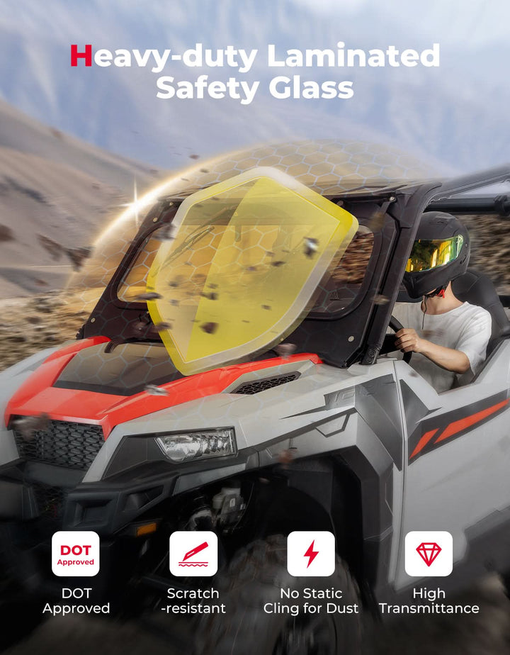 UTV Glass Windshield Front Windshield for Polaris General 1000, XP 1000, 4 1000 - Kemimoto