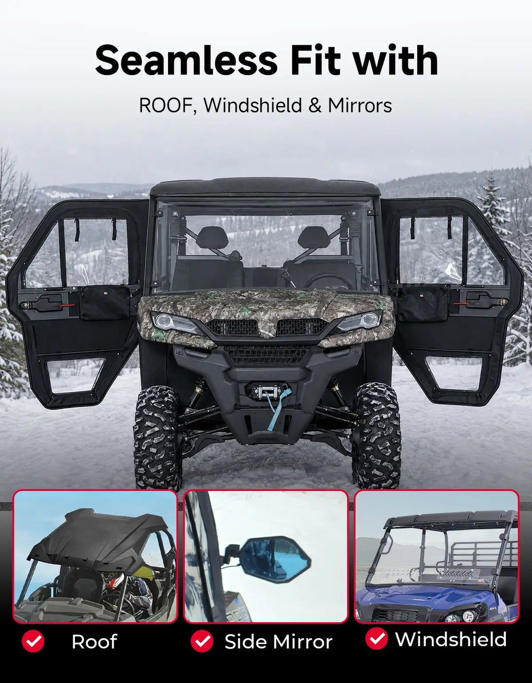 UTV Doors with Steel Frame For CFMOTO Uforce 1000 XL
