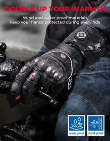 Heated Motorcycle Gloves Men Women 7.4V Battery Waterproof Touchscreen - Kemimoto