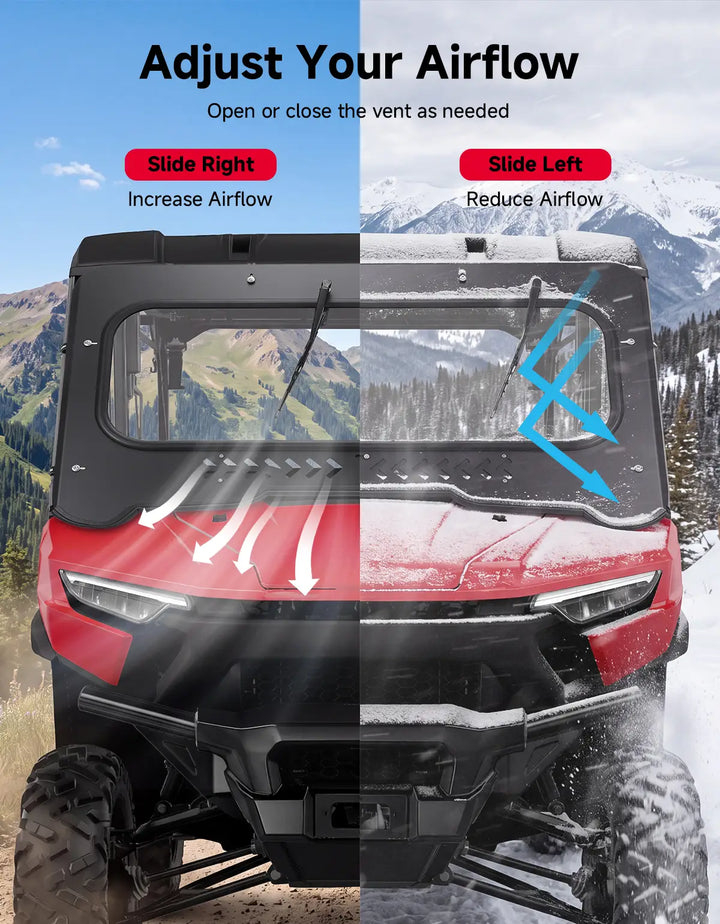 7mm Glass Front Windshield With Manual Vent & Dual Wiper For Honda Pioneer 1000