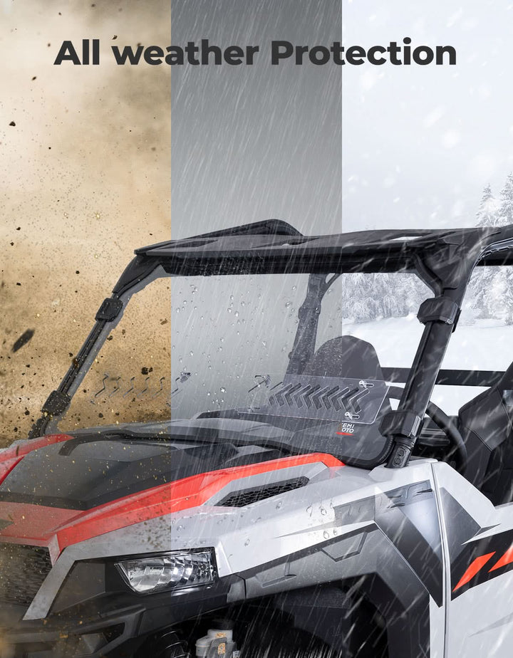 UTV 2-IN-1 Front Vented Windshield Compatible with Polaris General 1000, XP 1000, 4 1000 - Kemimoto