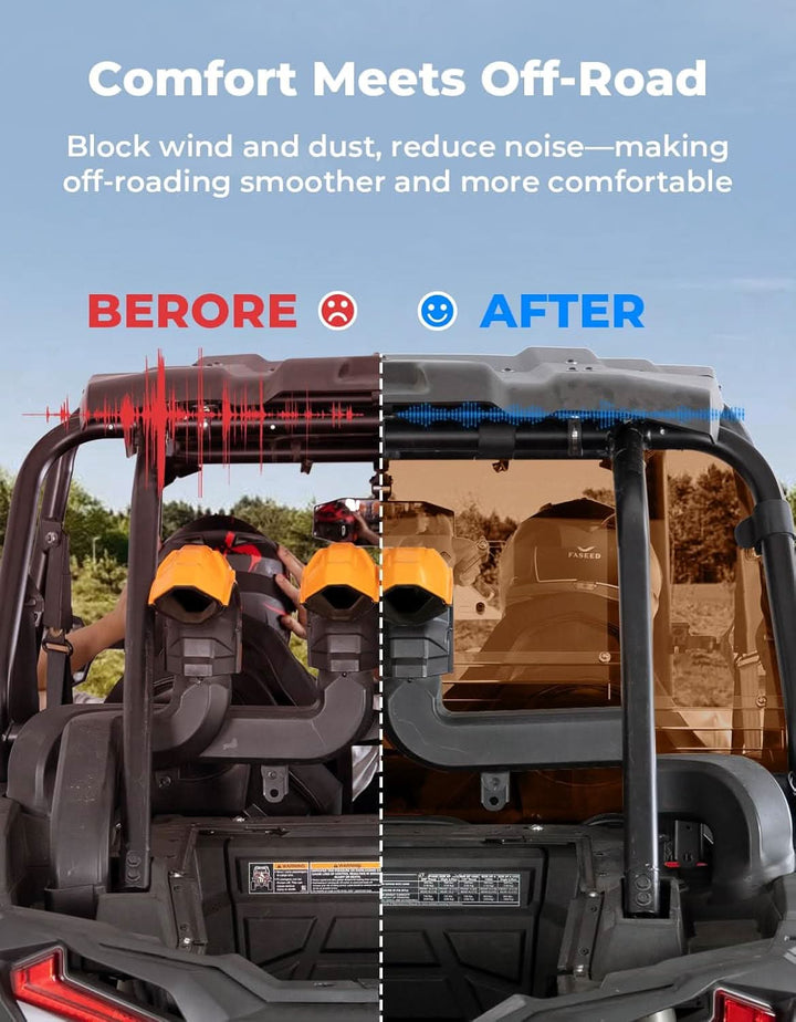 Tinted Rear Windshield with Vented Window for Polaris RZR XP 1000 & XP4 1000 (2014–2023) - Kemimoto