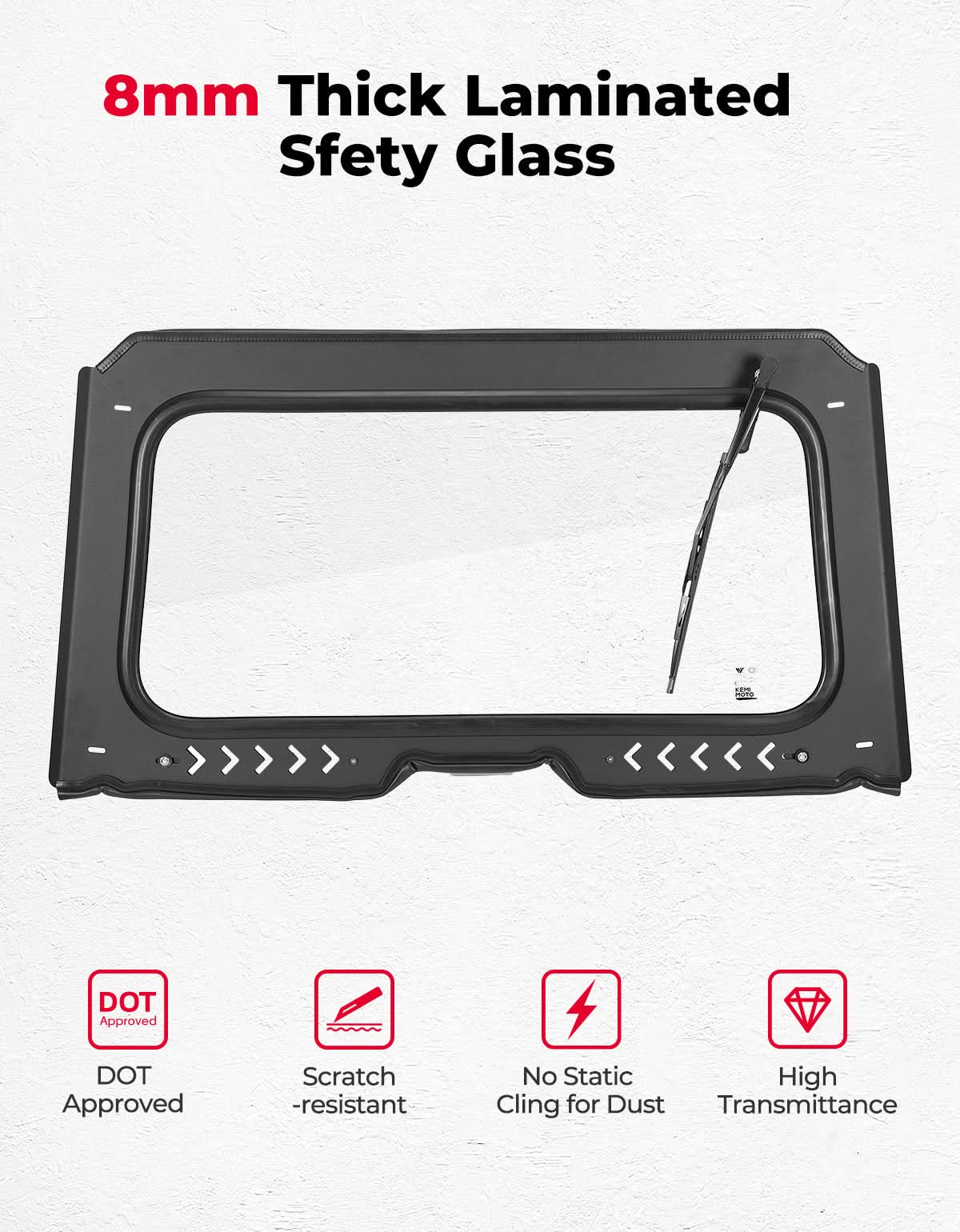 8MM Glass Windshield with Wiper for Honda Talon 1000 - Kemimoto