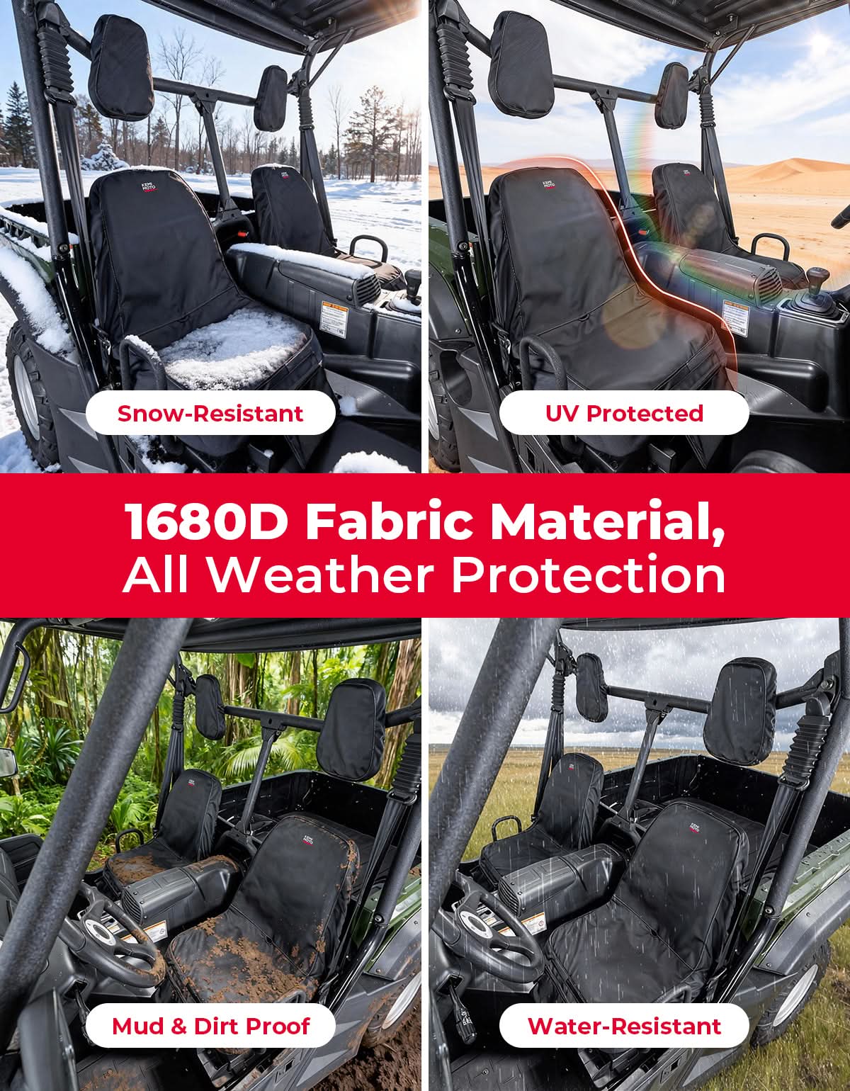 UTV Waterproof Seat Cover for Hisun/Axis, Massimo, Coleman 500/700 (2 Pcs) - Kemimoto