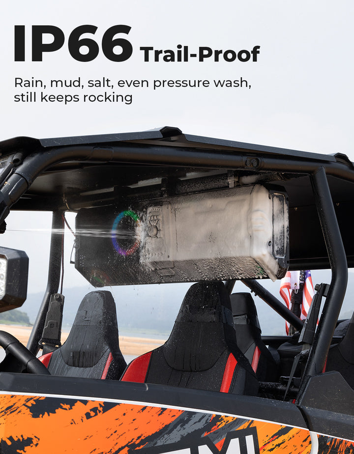 Midnight 90 Roof Soundbar For Can-am Polaris UTV Bluetooth 10 Speakers RGB Lights IP66 Waterproof Dustproof - Kemimoto