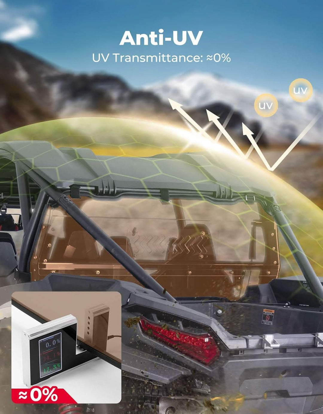 UTV Sliding Vented Tinted Rear Windshield for 2024+ Polaris RZR XP 1000 / RZR XP4 1000 - Kemimoto