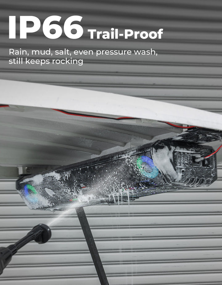 Midnight 90 Roof 34" Golf Cart Bluetooth Sound Bar RGB Lights 400W Waterproof Speaker - Kemimoto