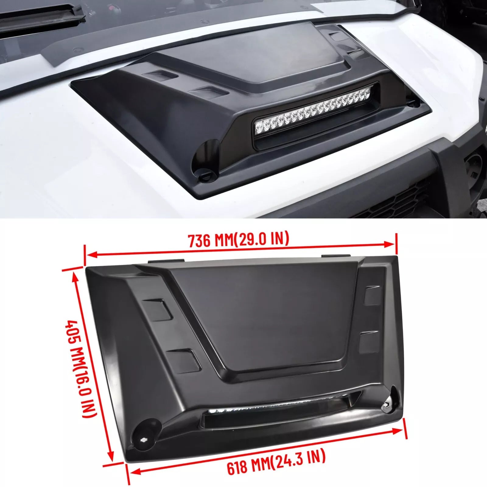 UTV Hood Scoop with Light for Kawasaki Mule Pro FXT DXT DX FX - Kemimoto