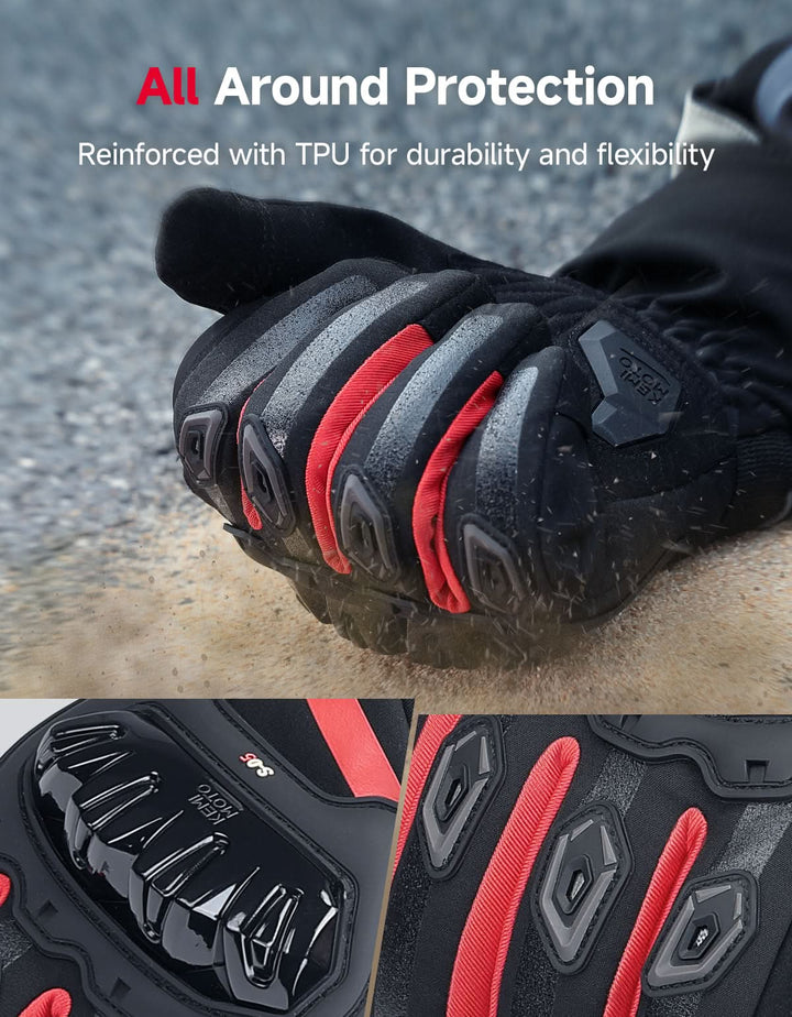 Rainproof Riding Warm Gloves with Touchscreen for Motorcycle Riding, ATV, UTV, Snowmobile