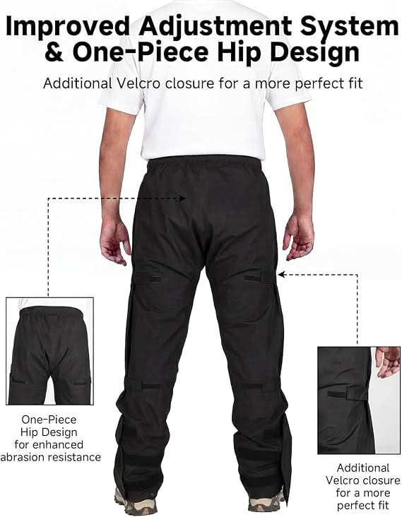 KEMIMOTO  Waterproof Lightweight Outdoor Rain Pants with Carry Bag for Cycling, Hiking, Camping, Golf - Kemimoto