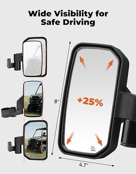 UTV Side Mirrors for Can-Am Defender HD5|7|8|9|10 2016-2025 - Kemimoto
