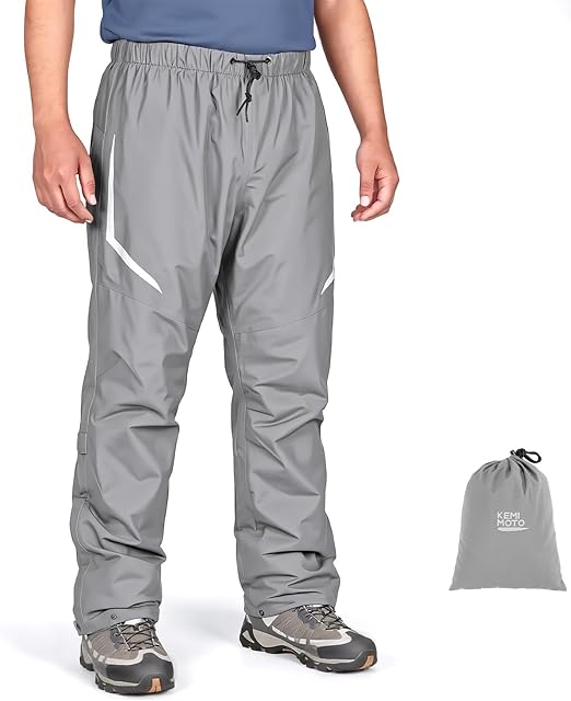 KEMIMOTO  Waterproof Lightweight Outdoor Rain Pants with Carry Bag for Cycling, Hiking, Camping, Golf - Kemimoto