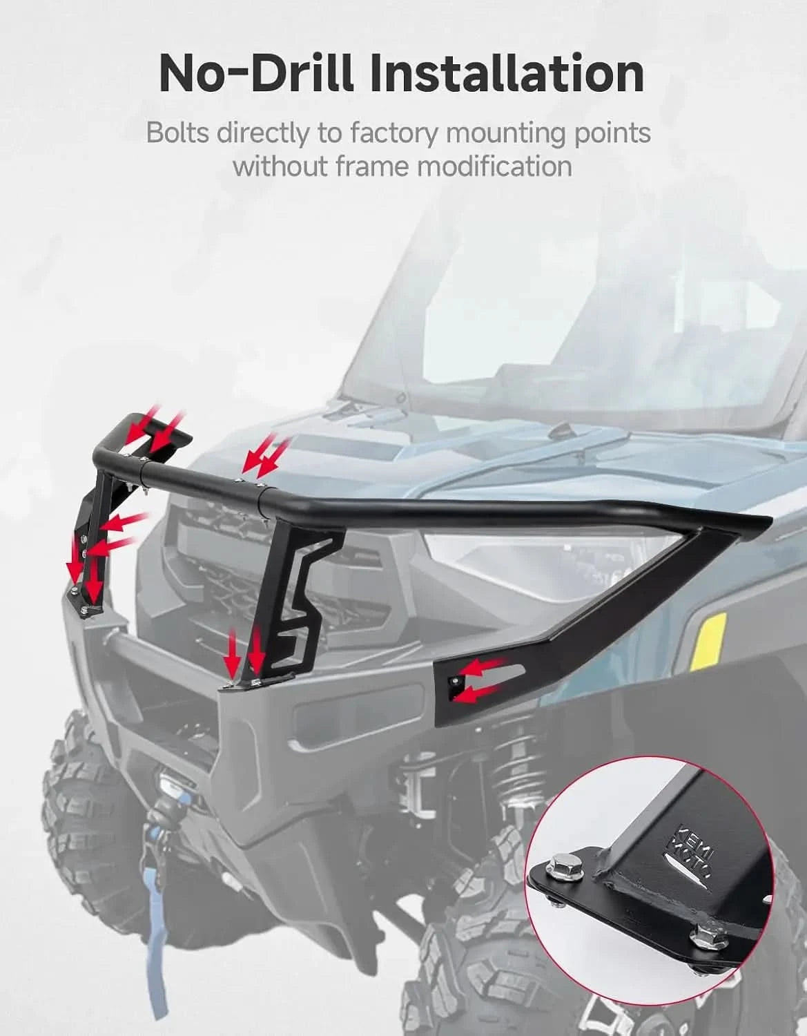 Front Upper Bumper Brush Guard, Rigid Steel for Polaris Ranger XP 1000 2025-2026