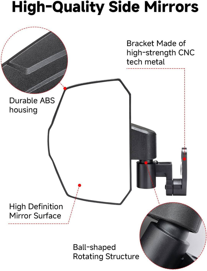 UTV Side Mirrors for Polaris Ranger Crew/XD 1500 2024-2026 - Kemimoto