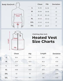 Men's Heated Vest Size Charts