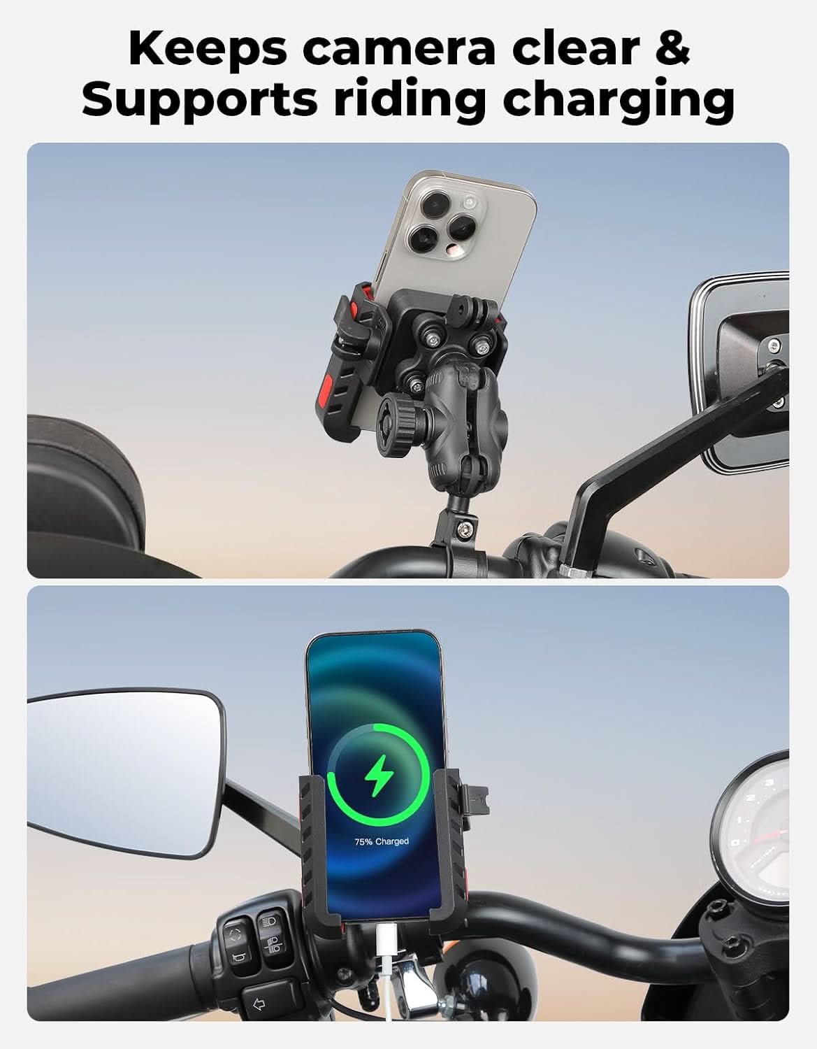 KEMIMOTO Anti-Vibration Phone Mount for ATV|Motorcycle|Bike - Kemimoto