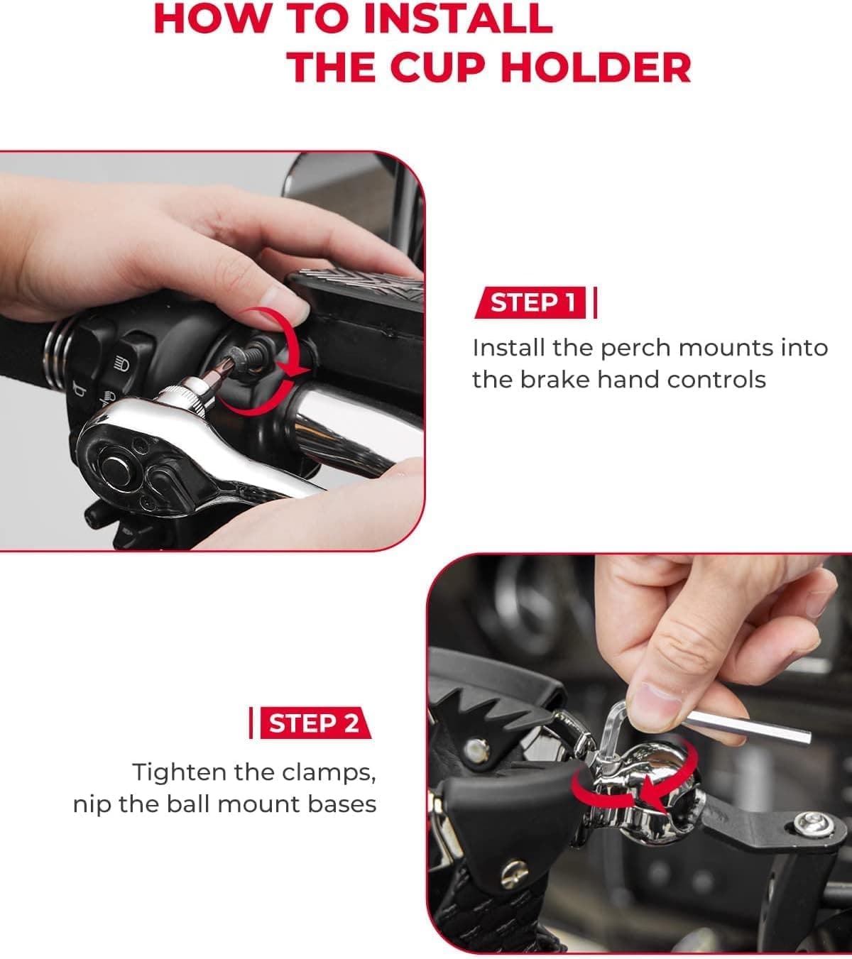 Motorcycle Cup Holder with Perch Mount - Kemimoto