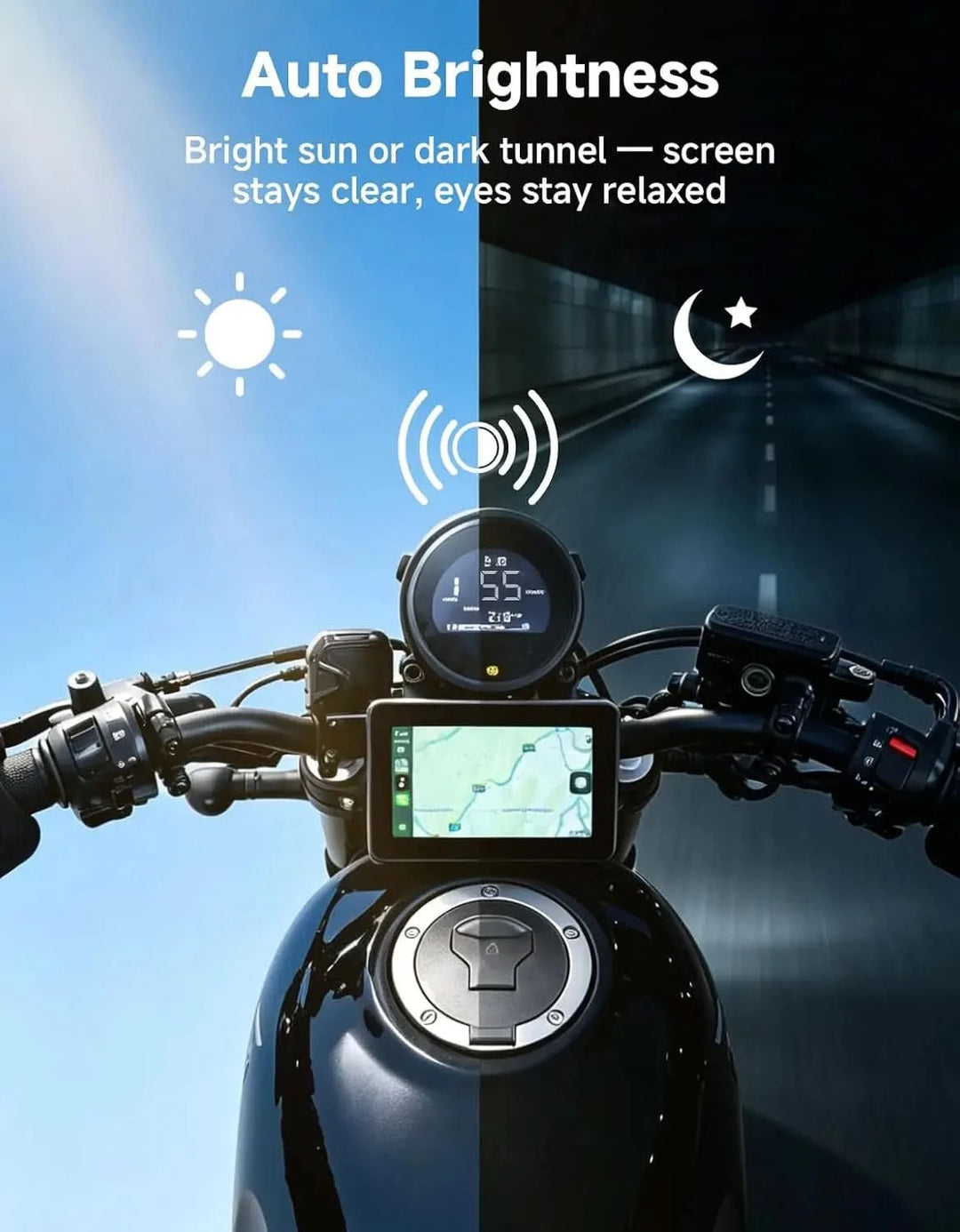 Motorcycle Screen with CarPlay & Android Auto