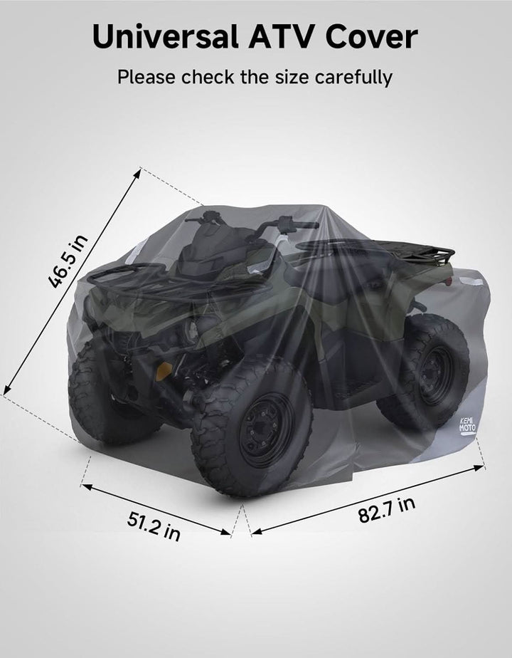 Universal ATV Cover for 4 Wheeler, Quad Cover for Polaris Sportsman, Fourtrax, Can-Am, Kawasaki, Arctic Cat, CFMOTO (82.7"x51.2"x46.5") - Kemimoto