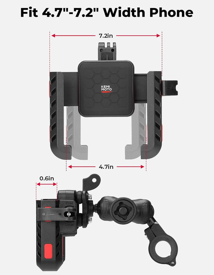 KEMIMOTO Anti-Vibration Phone Mount for ATV|Motorcycle|Bike - Kemimoto