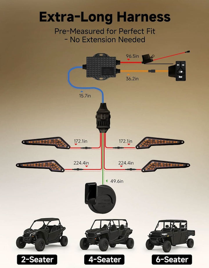 Universal UTV Street Legal Turn Signal Kit with Horn for Polaris Can-Am Kawasaki Teryx CFMOTO