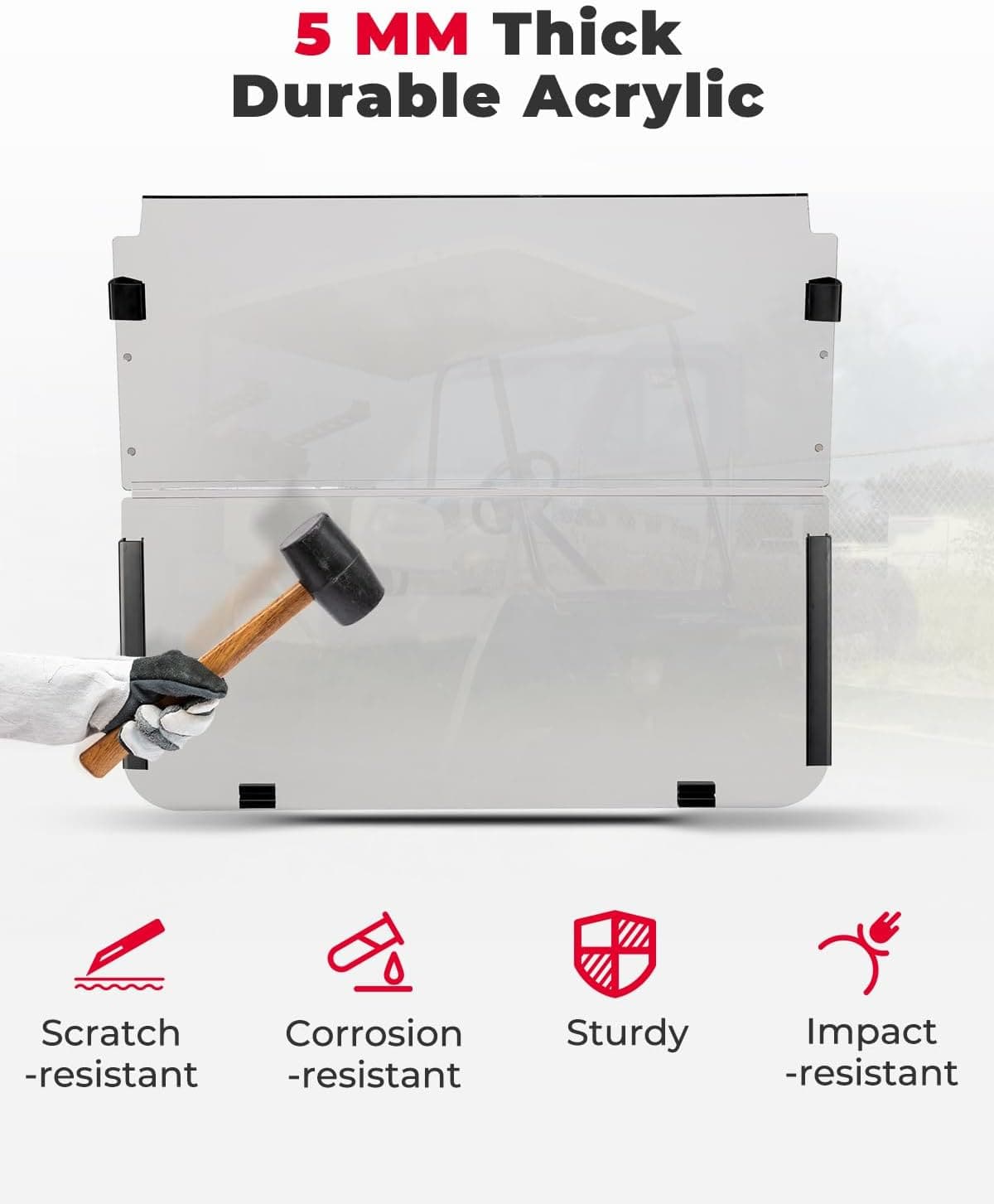 Foldable Golf Cart Windshield for G22 (2003-2006) Tinted - Kemimoto