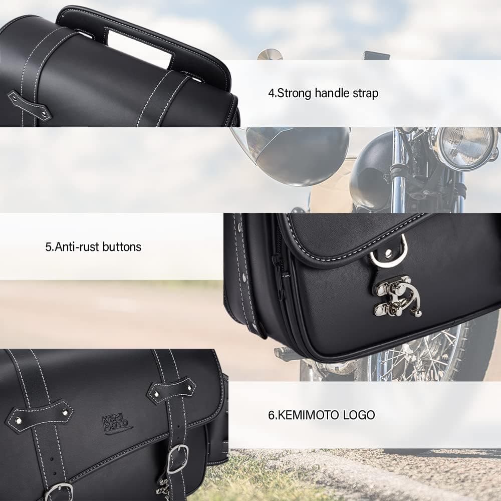 Motorcycle Leather Saddlebag for Rebel 250,300,500 - Kemimoto