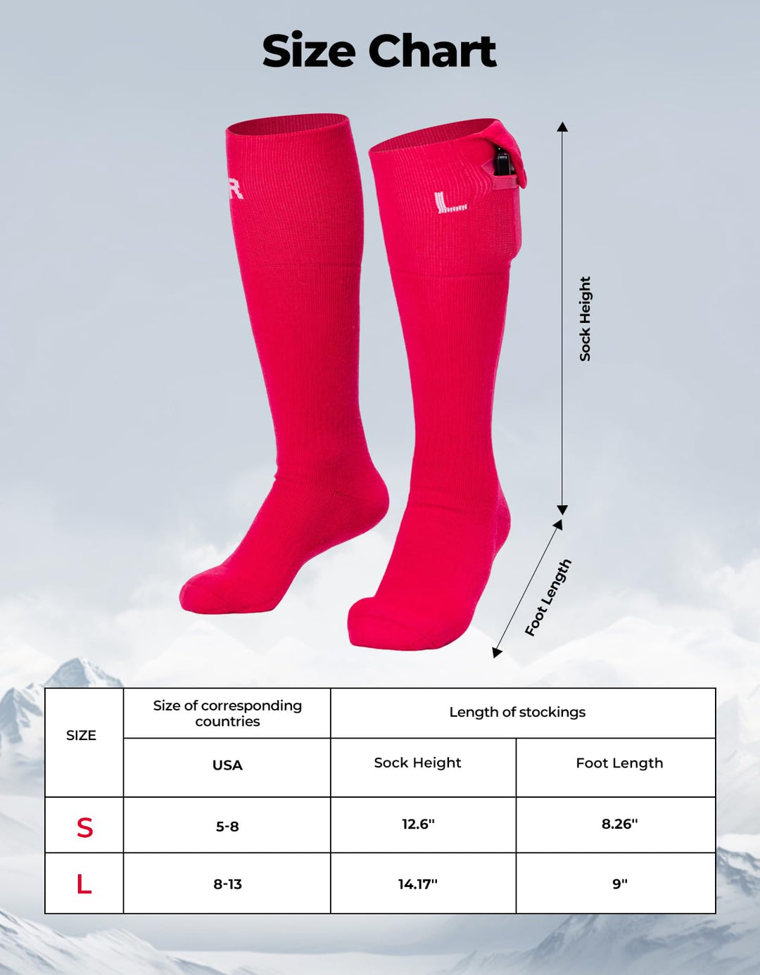 Men’s Heated Wool Socks APP Control Toe Warmers with 5000mAh Battery