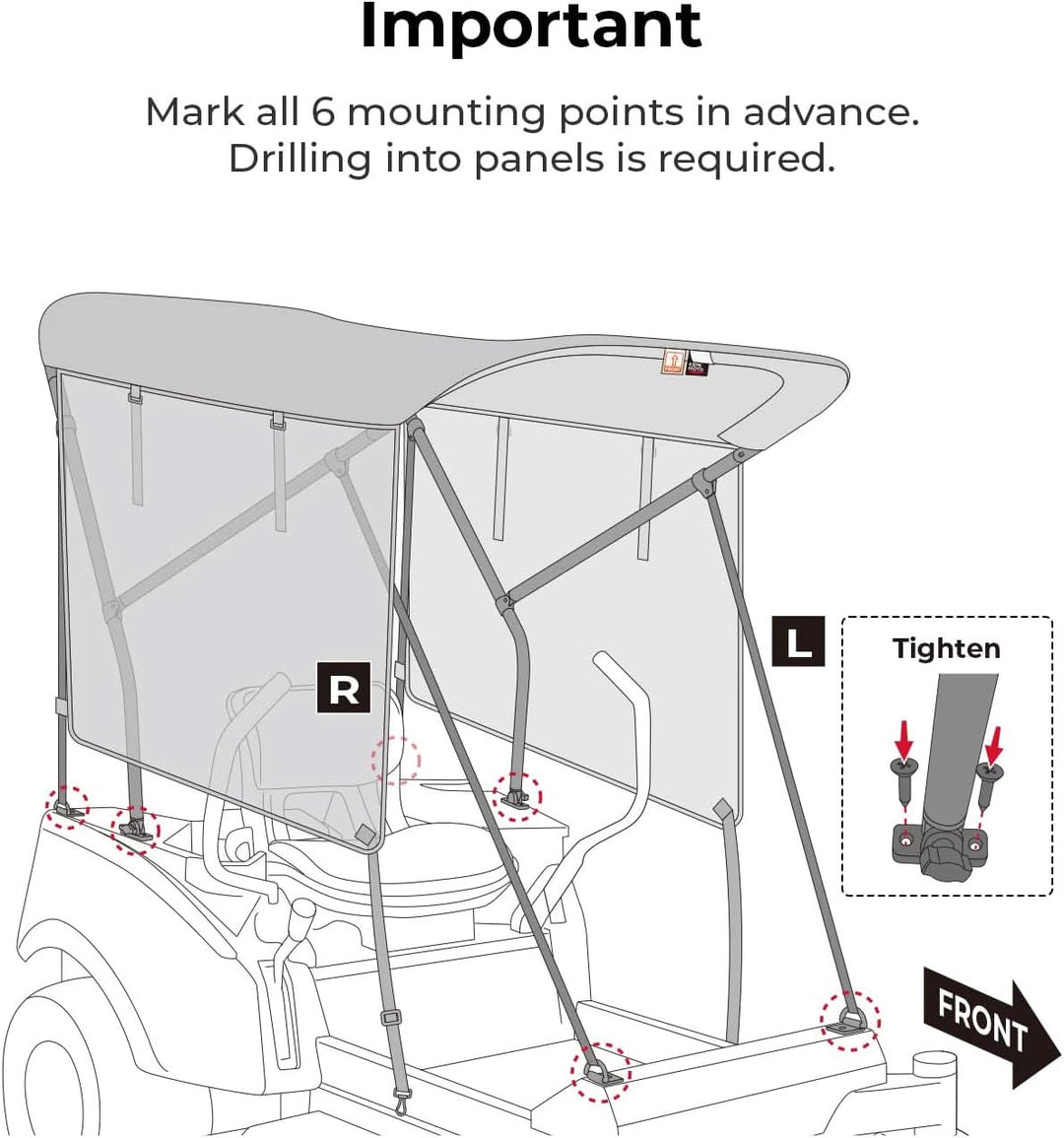 Zero Turn Lawn Mower Sun Shade Canopy with UV Protection for John Deere Cub Cadet Kubota Troy-Bilt