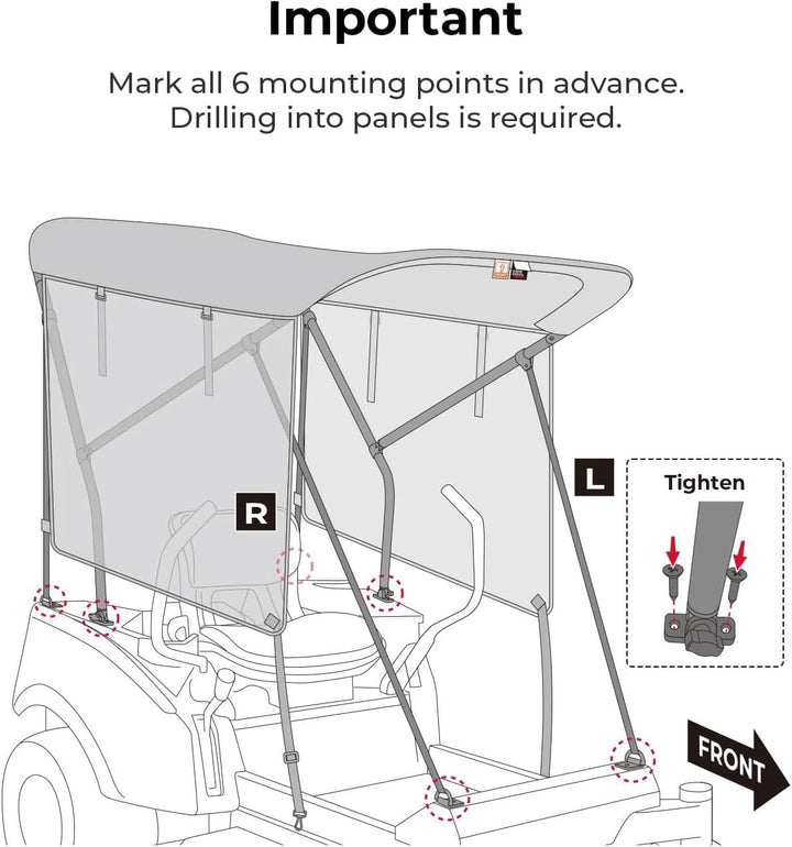 Zero Turn Lawn Mower Sun Shade Canopy with UV Protection for John Deere Cub Cadet Kubota Troy-Bilt