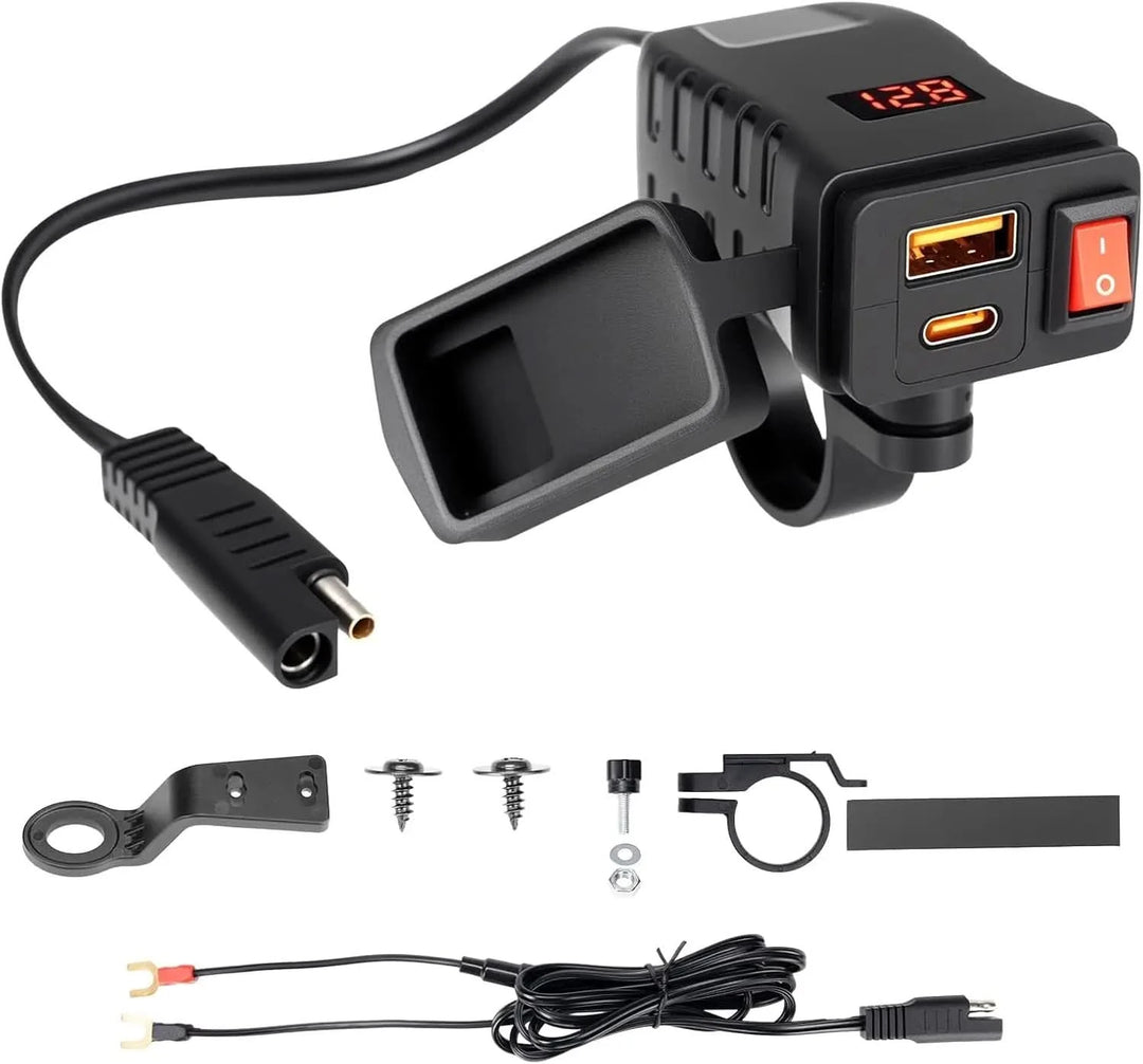 USB Charger for Motorcycle with USB-C & USB-A