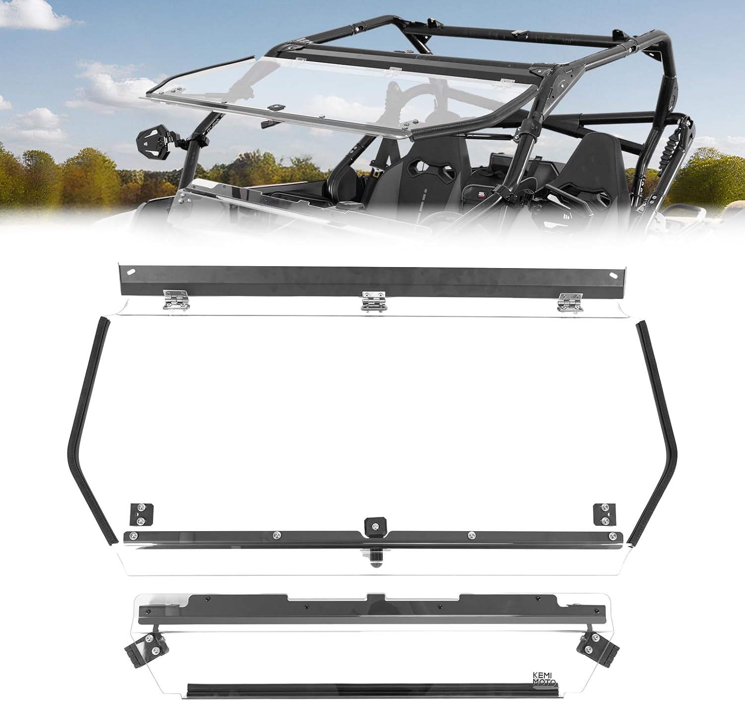 Folding 2-in-1 Flip Windshield for CFMOTO ZForce 950 – Kemimoto Folding 2-in-1 Flip Windshield for CFMOTO ZForce 950 – Kemimoto