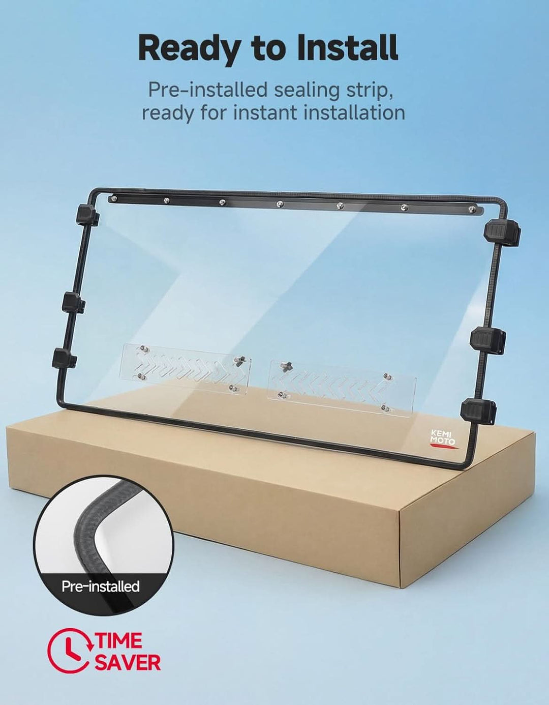 UTV Scratch-Resistant Polycarbonate Front Windshield For Kawasaki Ridge - Kemimoto