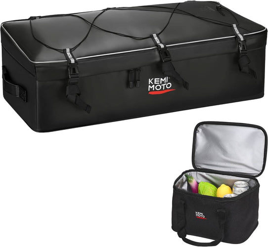 73L ATV Storage Bag with Cooler & Rain Cover, Water-Resistant Cargo Bag for Front/Rear Rack