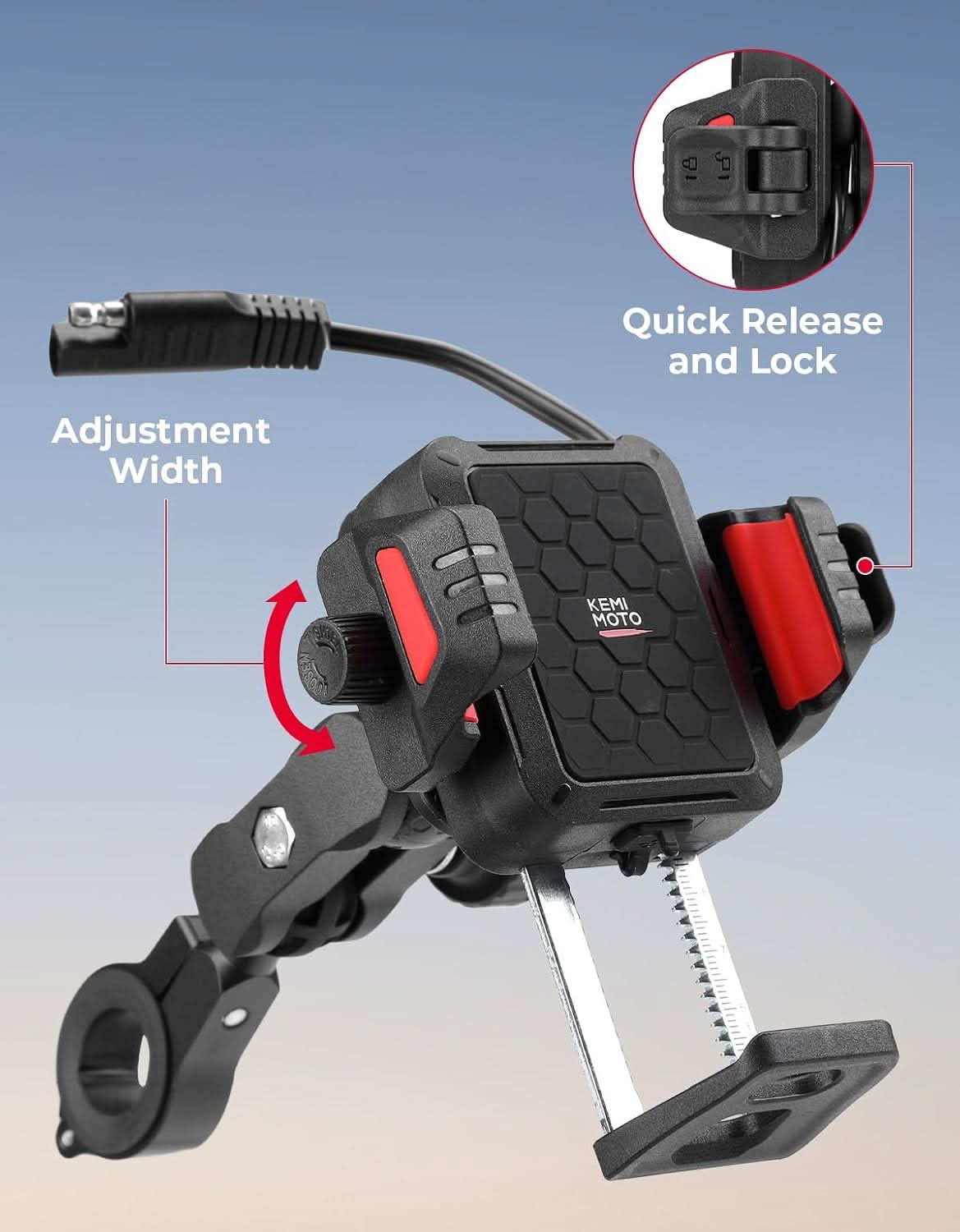 KEMIMOTO Charging Phone Mount For Motorcycle - Kemimoto
